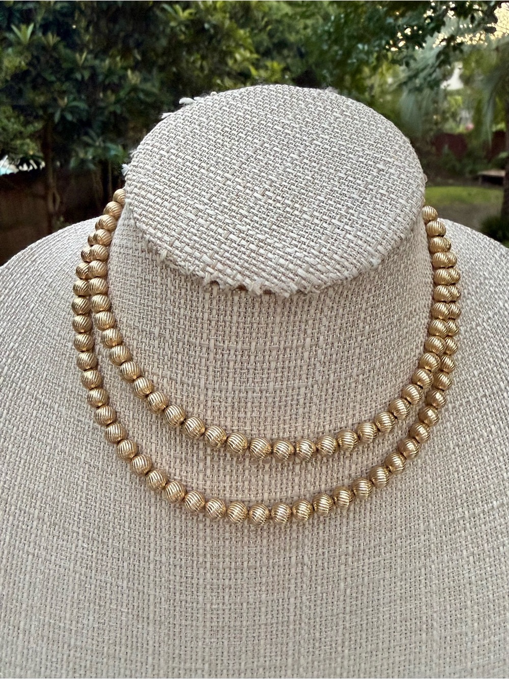 Vintage Sarah Coventry Gold Tone Textured Bead Necklace – Retro Statement